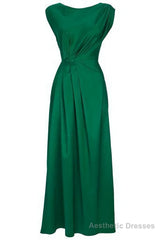 Green Sleeveless Party Dress, Long Prom Dress