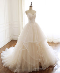 Champagne Sweetheart Lace Tulle Long Prom Gown Lace Evening Gown