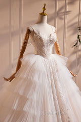 Champagne Sweetheart Layers Princess Dresses, Beautiful Spaghetti Straps Tulle Formal Gown