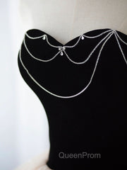 Champagne Sweetheart Neck Tulle Long Evening Prom Dresses, Champagne Evening Dresses