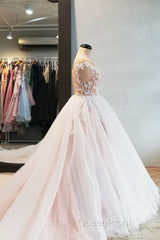 Champagne tulle lace long Evening Prom Dresses, tulle evening Dresses