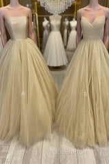 Champagne tulle long Evening Prom Dresses tulle long formal Dresses