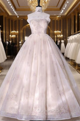 Champagne Tulle Sequins Strapless Quinceanera Dresses