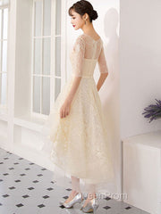 Champagne Tulle Short Evening Prom Dresses, Champagne Homecoming Dresses
