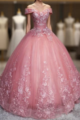 Charming Ball Gown Off-The-Shoulder Tulle Sweet 16 Dresses, Quinceanera Dresses