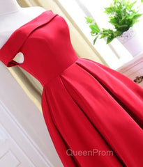 Charming Satin Red Off The Shoulder Homecoming Dresses, Party Dresses