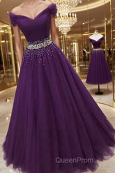Charming Sequins Off Shoulder Dark Purple Long Evening Prom Dresses, Off the Shoulder Dark Purple Formal Evening Dresses