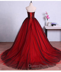 Charming Sweetheart Red and Black Gown, Sweet 16 Dresses, Evening Dresses