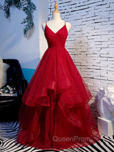 Charming Wine Red Straps Sweetehart Layers Tulle Evening Prom Dresses, Long Party Dresses