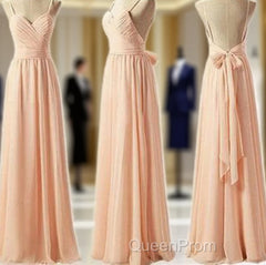 Cheap Junior Pleating Chiffon Spaghetti Strap Sweetheart Backless Floor-Length Maxi Bridesmaid Dresses,