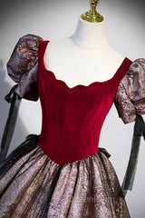 Chic A-Line Short Sleeve Evening Prom Dresses, Cute Evening Party Dresses