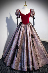 Chic A-Line Short Sleeve Evening Prom Dresses, Cute Evening Party Dresses