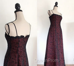 Chic A Line Spaghetti Straps Burgundy Tulle Evening Dresses Long Evening Prom Dresses