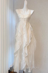 Chic A Line Straps Floral White Ankle Length Birthday Dresses Birthday Outfits