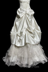 Chic Ball Gown Strapless Taffeta Ivory Long Wedding Dresses Bridal Dresses