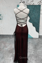 Chic Black and Red Long Cross Back Party Dresses, Black and Red Wedding Party Dresses