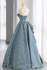 Chic Blue Strapless Long Evening Prom Dresses Fairy Evening Dresses