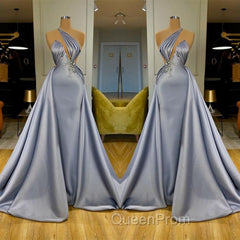 Chic Halter Beadings Long Evening Dresses With Detachable Skirt