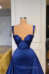 Chic Royal Blue Straps Sweetheart Evening Prom Dresses Overskirt Long