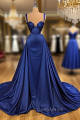 Chic Royal Blue Straps Sweetheart Evening Prom Dresses Overskirt Long