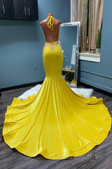 Chic Sleeveless Halter Backless Mermaid Evening Prom Dresses