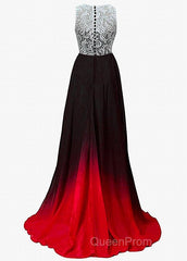 Chiffon Jewel Neckline Ombre A-Line Evening Dresses