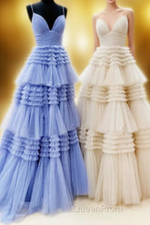 Princess Pink Tiered Layers Tulle Long Formal Gown