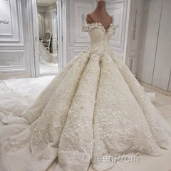 Classic Off theshoulder Luxurious Appliques Ball Gown Wedding Dresses