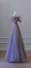 Classy A Line Off The Shoulder Lilac Tulle Long Evening Dresses Evening Prom Dresses