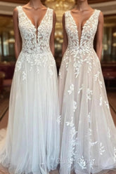 Classy Long A-Line Sweetheart Appliques Lace Open Back Wedding Dresses