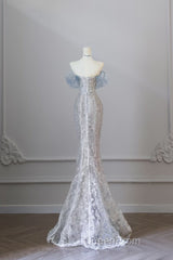 Classy Mermaid Off The Shoulder Neckline Sequin Ruffles Long Evening Dresses Evening Prom Dresses