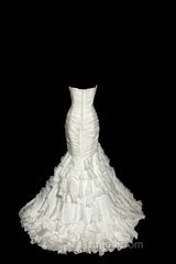 Classy Mermaid Sweetheart Tulle Ivory Long Wedding Dresses Bridal Dresses