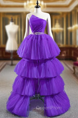 Come In All Styles And Colors Purple Ball Gown Strapless Pleats Tiers Evening Prom Dresses With Belt
