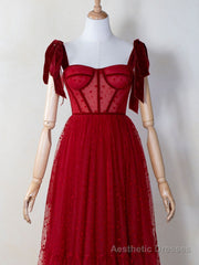 Corset Dotted Tulle Maxi Length Prom Dress