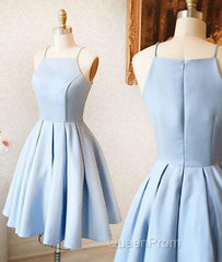 Custom Made A Line Light Blue Short Evening Prom Dresses, Short Blue Homecoming Dresses, Formal Dresses