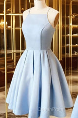 Custom Made A Line Light Blue Short Evening Prom Dresses, Short Blue Homecoming Dresses, Formal Dresses