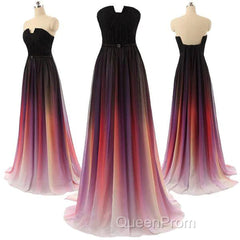 Custom Made Backless Ombre Chiffon Long Evening Prom Dresses, Ombre Bridesmaid Dresses, Formal Dresses