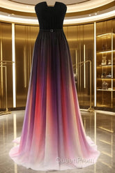 Custom Made Backless Ombre Chiffon Long Evening Prom Dresses, Ombre Bridesmaid Dresses, Formal Dresses