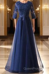 Custom Made Long Sleeves Navy Blue Lace Evening Prom Dresses, Long Sleeves Lace Bridesmaid Dresses, Long Sleeves Navy Blue Lace Formal Graduation Evening Dresses