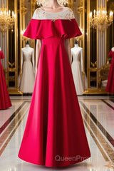 Custom Made Round Neck Red Long Evening Prom Dresses, Red Evening Prom Gown, Formal Dresses