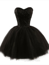 Sweetheart Short Black Lace Evening Prom Dresses, Black Lace Graduation / Homecoming Dresses