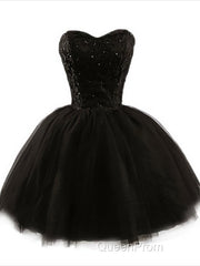 Sweetheart Short Black Lace Evening Prom Dresses, Black Lace Graduation / Homecoming Dresses