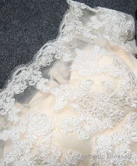 Cute Champagne Lace Short Prom Dress, Homecoming Dress