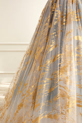 Cute Gradient Tulle Long Evening Dresses, A-Line Strapless Evening Prom Dresses Evening Dresses