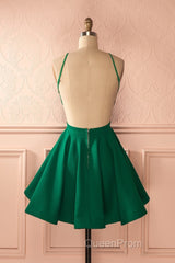 Cute Green Backless Short Evening Prom Dresses, Green Homecoming Dresses