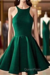 Cute Green Backless Short Evening Prom Dresses, Green Homecoming Dresses