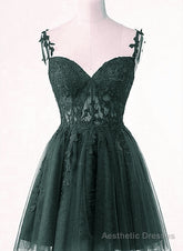 Cute Green Tulle Short Straps Sweetheart Homecoming Dress, Green Short Prom Dress