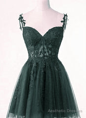 Cute Green Tulle Short Straps Sweetheart Homecoming Dress, Green Short Prom Dress