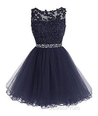 Cute Lace Short Evening Prom Dresses, Lace Homecoming Dresses