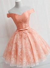 Cute Lovely Off Shoulder Tulle with Lace Party Dresses, Evening Prom Dresses